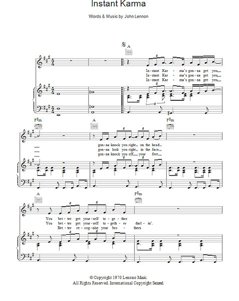 open zoom image for Instant Karma - Piano/Vocal/Guitar, New, Main