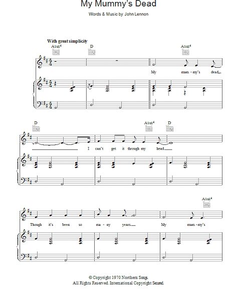 open zoom image for My Mummy's Dead - Piano/Vocal/Guitar, New, Main