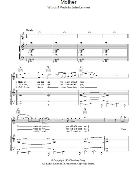 open zoom image for Mother - Piano/Vocal/Guitar, New, Main