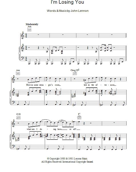 open zoom image for I'm Losing You - Piano/Vocal/Guitar, New, Main