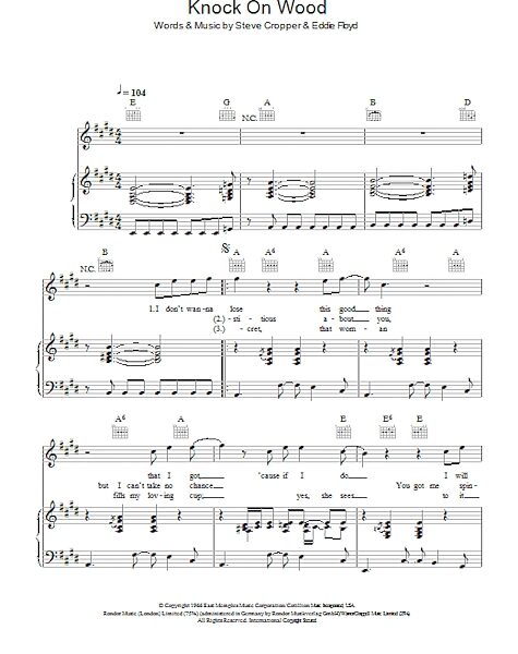 open zoom image for Knock On Wood - Piano/Vocal/Guitar, New, Main