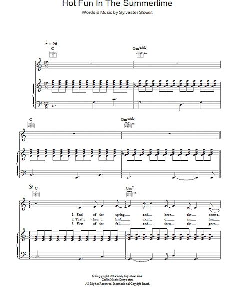 open zoom image for Hot Fun In The Summertime - Piano/Vocal/Guitar, New, Main