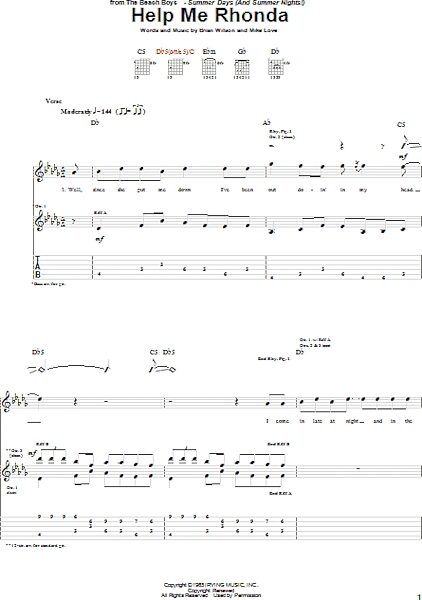 open zoom image for Help Me Rhonda - Guitar TAB, New, Main
