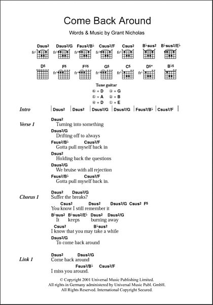 open zoom image for Come Back Around - Guitar Chords/Lyrics, New, Main