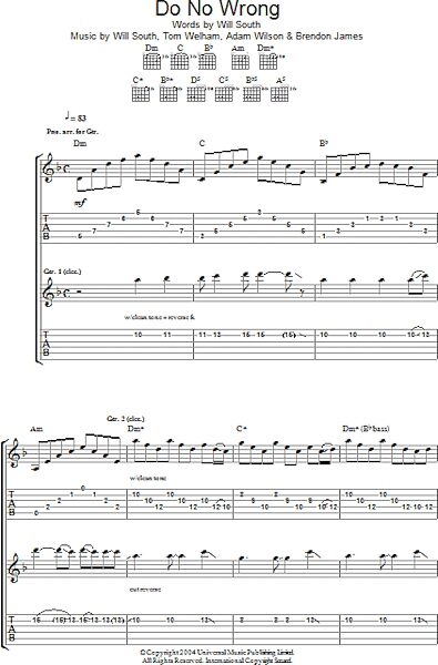 open zoom image for Do No Wrong - Guitar TAB, New, Main