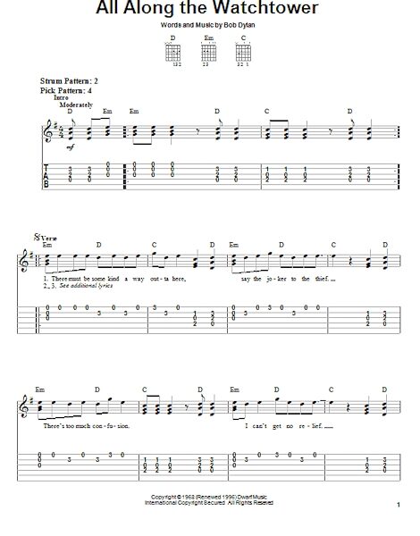 open zoom image for All Along The Watchtower - Easy Guitar with TAB, New, Main