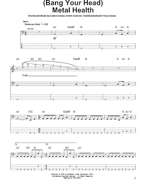 open zoom image for (Bang Your Head) Metal Health - Bass Tab, New, Main