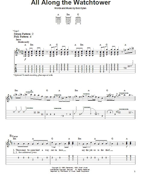 open zoom image for All Along The Watchtower - Easy Guitar with TAB, New, Main