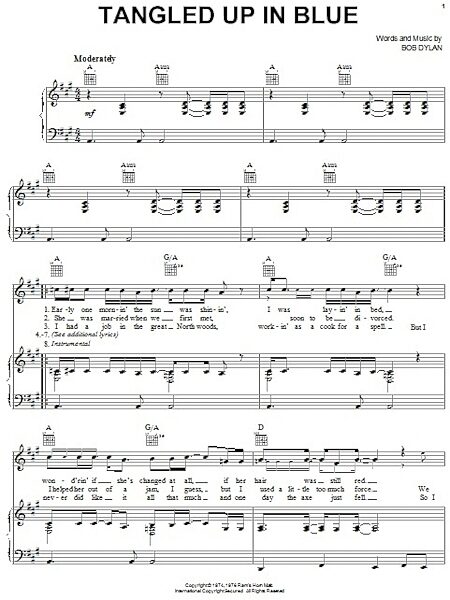 open zoom image for Tangled Up In Blue - Piano/Vocal/Guitar, New, Main