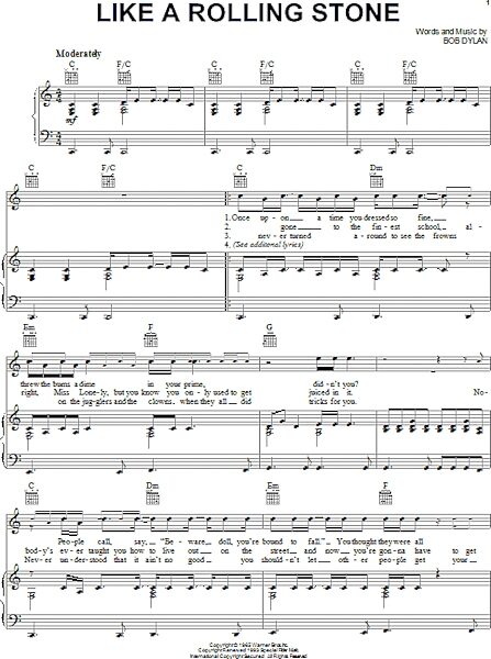 open zoom image for Like A Rolling Stone - Piano/Vocal/Guitar, New, Main