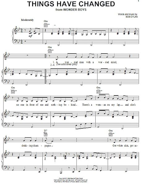 open zoom image for Things Have Changed - Piano/Vocal/Guitar, New, Main