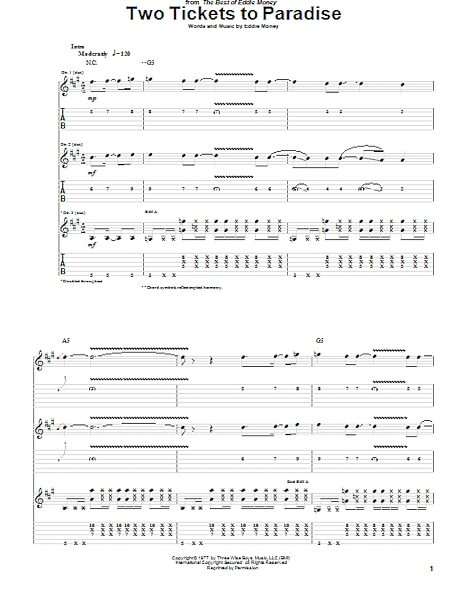 open zoom image for Two Tickets To Paradise - Guitar TAB, New, Main