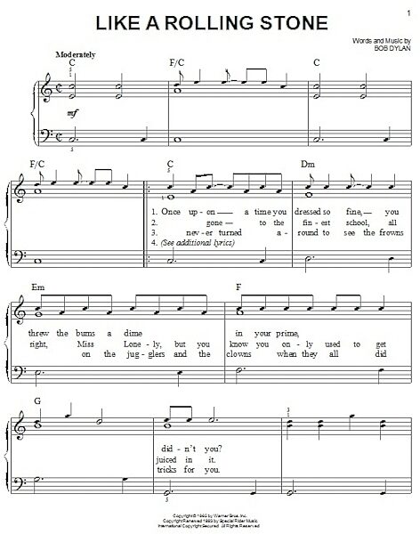 open zoom image for Like A Rolling Stone - Easy Piano, New, Main