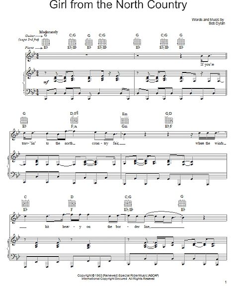 open zoom image for Girl From The North Country - Piano/Vocal/Guitar, New, Main