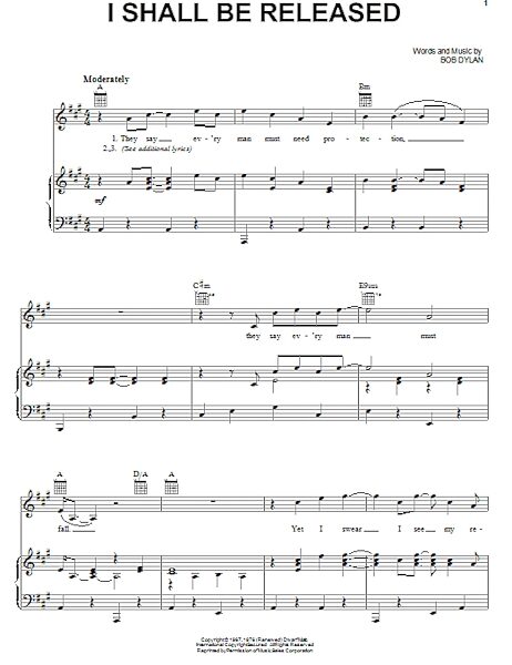 open zoom image for I Shall Be Released - Piano/Vocal/Guitar, New, Main