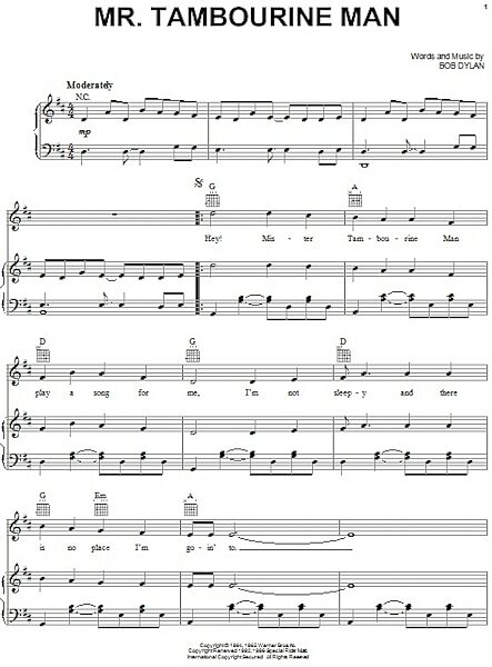 open zoom image for Mr. Tambourine Man - Piano/Vocal/Guitar, New, Main