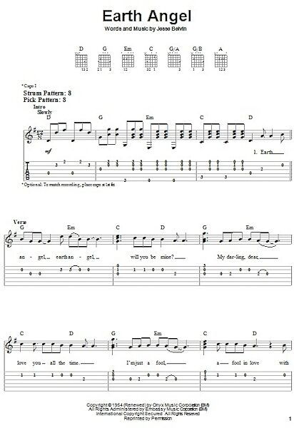 open zoom image for Earth Angel - Easy Guitar with TAB, New, Main