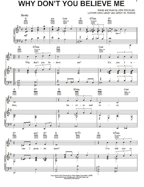 open zoom image for Why Don't You Believe Me - Piano/Vocal/Guitar, New, Main