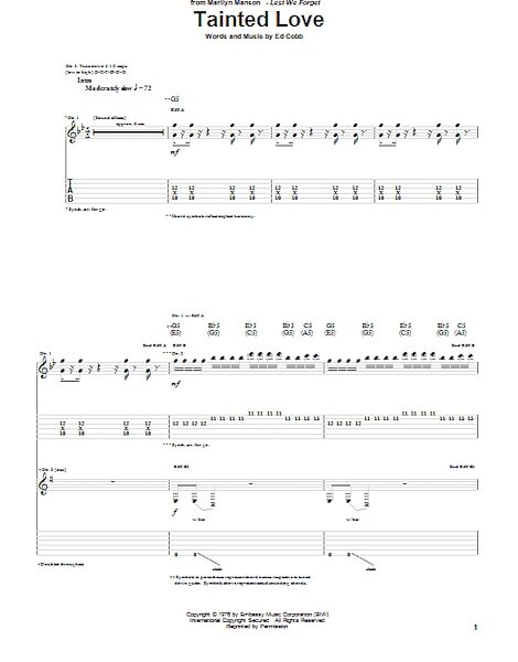open zoom image for Tainted Love - Guitar TAB, New, Main