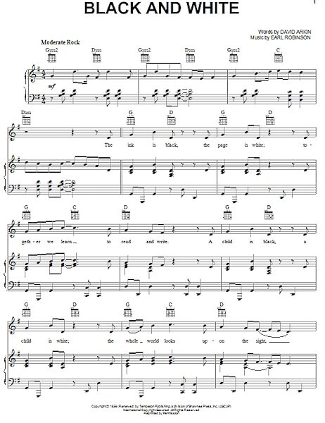 open zoom image for Black And White - Piano/Vocal/Guitar, New, Main