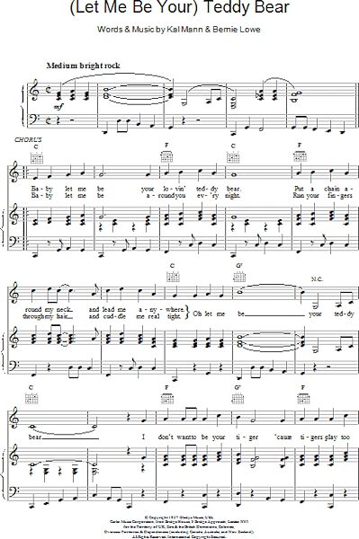 open zoom image for (Let Me Be Your) Teddy Bear - Piano/Vocal/Guitar, New, Main