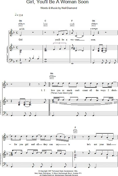 open zoom image for Girl, You'll Be A Woman Soon - Piano/Vocal/Guitar, New, Main