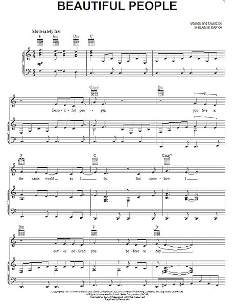 open zoom image for Beautiful People - Piano/Vocal/Guitar, New, Main