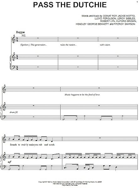 open zoom image for Pass The Dutchie - Piano/Vocal/Guitar, New, Main