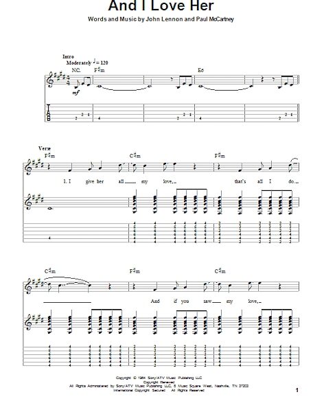 open zoom image for And I Love Her - Guitar Tab Play-Along, New, Main