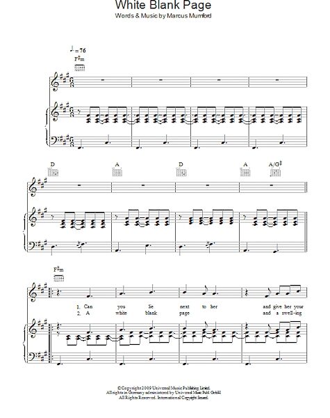 open zoom image for White Blank Page - Piano/Vocal/Guitar, New, Main