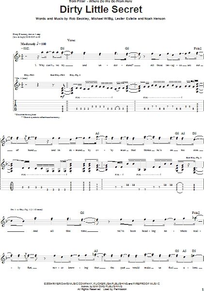 open zoom image for Dirty Little Secret - Guitar TAB, New, Main
