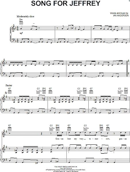 open zoom image for Song For Jeffrey - Piano/Vocal/Guitar, New, Main