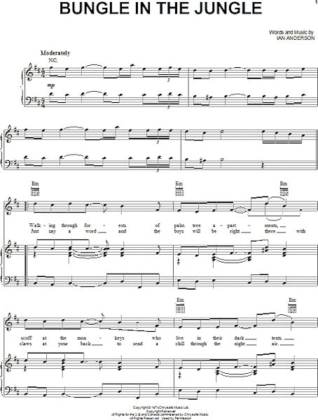 open zoom image for Bungle In The Jungle - Piano/Vocal/Guitar, New, Main