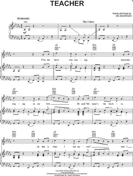 open zoom image for Teacher - Piano/Vocal/Guitar, New, Main