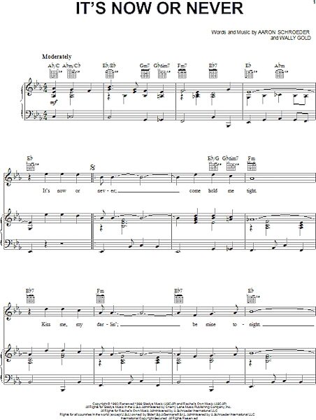 open zoom image for It's Now Or Never - Piano/Vocal/Guitar, New, Main