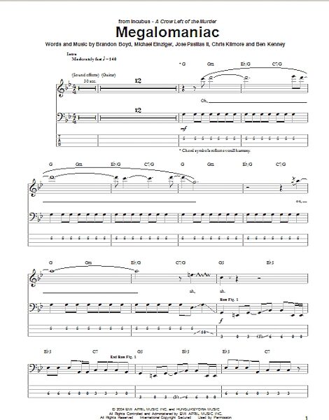 open zoom image for Megalomaniac - Bass Tab, New, Main