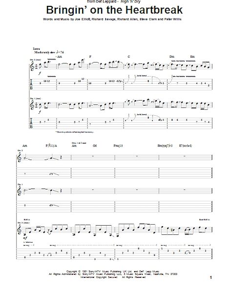 open zoom image for Bringin' On The Heartbreak - Guitar TAB, New, Main