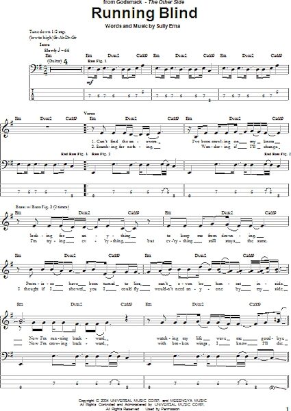 open zoom image for Running Blind - Bass Tab, New, Main