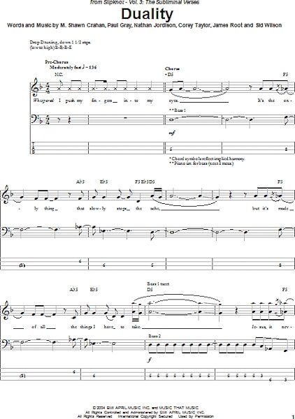 open zoom image for Duality - Bass Tab, New, Main