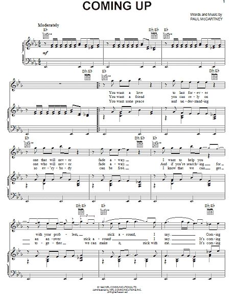 open zoom image for Coming Up - Piano/Vocal/Guitar, New, Main