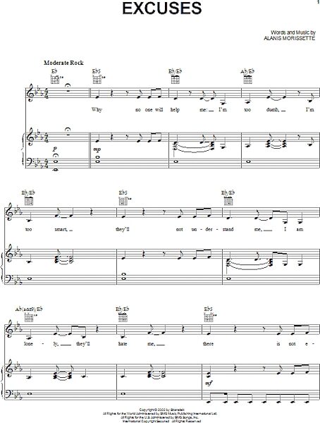 open zoom image for Excuses - Piano/Vocal/Guitar, New, Main