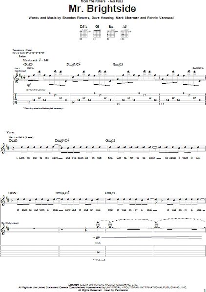 open zoom image for Mr. Brightside - Guitar TAB, New, Main