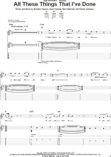 open zoom image for All These Things That I've Done - Guitar TAB, New, Main