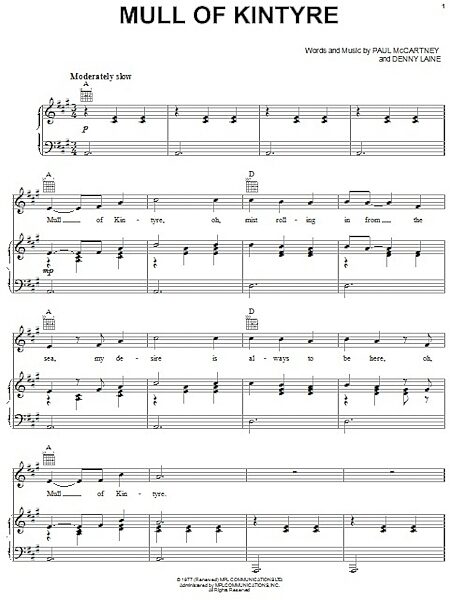 open zoom image for Mull Of Kintyre - Piano/Vocal/Guitar, New, Main