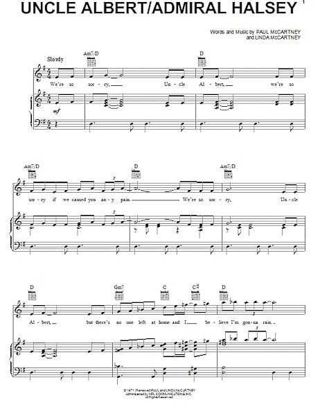 open zoom image for Uncle Albert / Admiral Halsey - Piano/Vocal/Guitar, New, Main