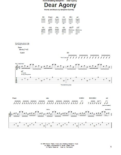 open zoom image for Dear Agony - Guitar TAB, New, Main