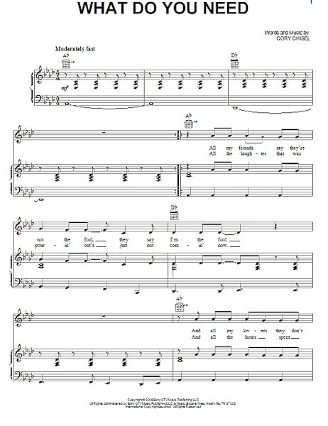 open zoom image for What Do You Need - Piano/Vocal/Guitar, New, Main