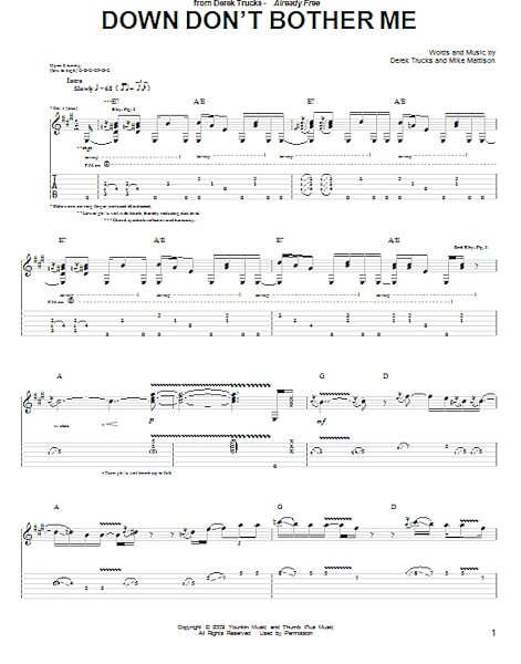 open zoom image for Down Don't Bother Me - Guitar TAB, New, Main