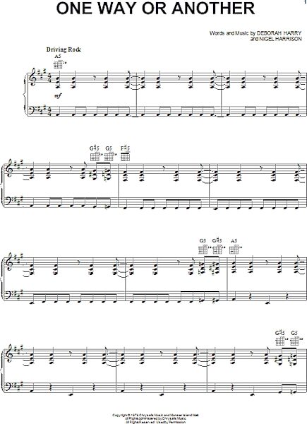 open zoom image for One Way Or Another - Piano/Vocal/Guitar, New, Main