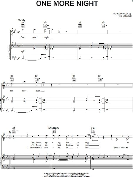 open zoom image for One More Night - Piano/Vocal/Guitar, New, Main